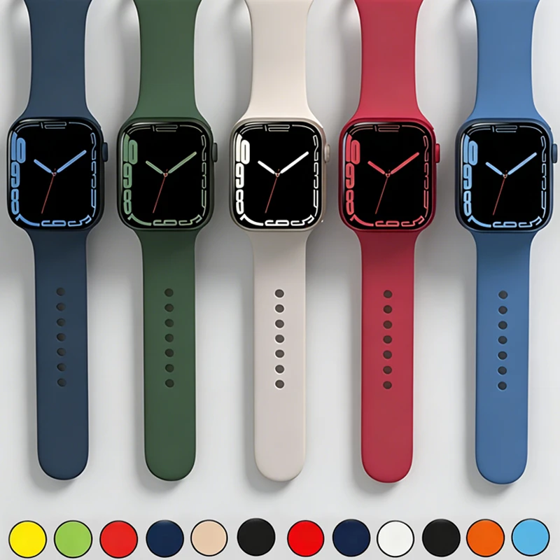 Silicone sport Strap For iwatch series11 10 9 8 7 6 5 SE Ultra3 bracelet For Apple Watch 44mm 45mm 49mm 46mm 38/40/41/42 mm Band